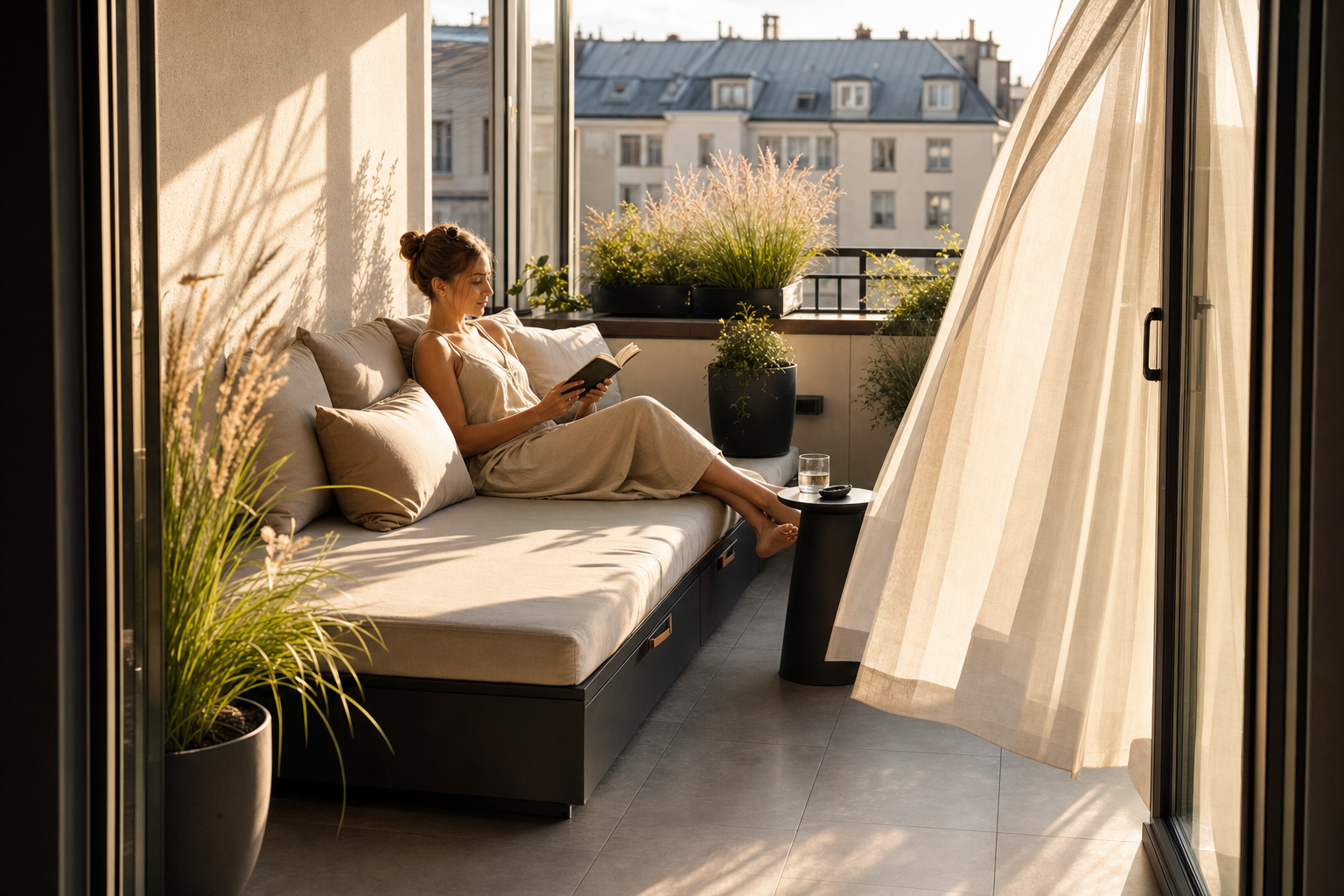 Luxe loungebed in kleine buitenruimte