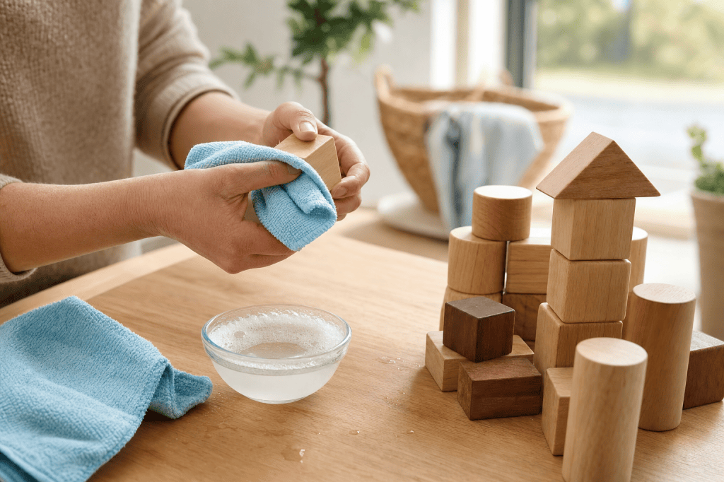 Hoe onderhoud en reinig je houten bouwspeelgoed veilig, zodat het langer meegaat en hygiënisch blijft voor dagelijks&nbsp;gebruik?