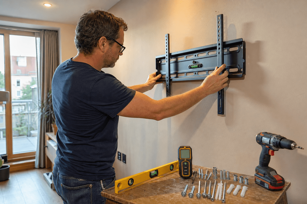 Hoe monteer je een TV wandhalterung 65 Zoll veilig op een gipswand of hollewand, en welke pluggen en bevestigingsmaterialen heb je nodig?